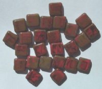 25 9mm Flat Square Opaque Red Marble